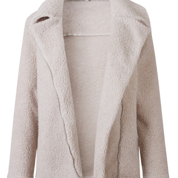 Taupe Teddy Coat with zippered tailored front - Picture 3 of 5